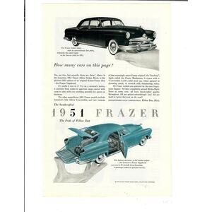 1950 Frazer Willow Run Michigan Kaiser-Frazer Sales Automobile Ephemera Print Ad